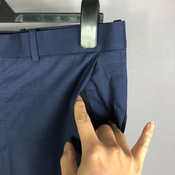 Trunk Club Navy Blue Small Check Wool Dress Pants Size 36W - Picture 3 of 8